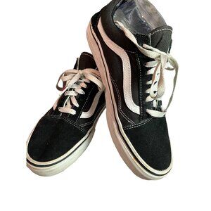 Vans Old Skool Black & White Canvas‎ Suede Skate Shoes Mens 8 Womens 9.5